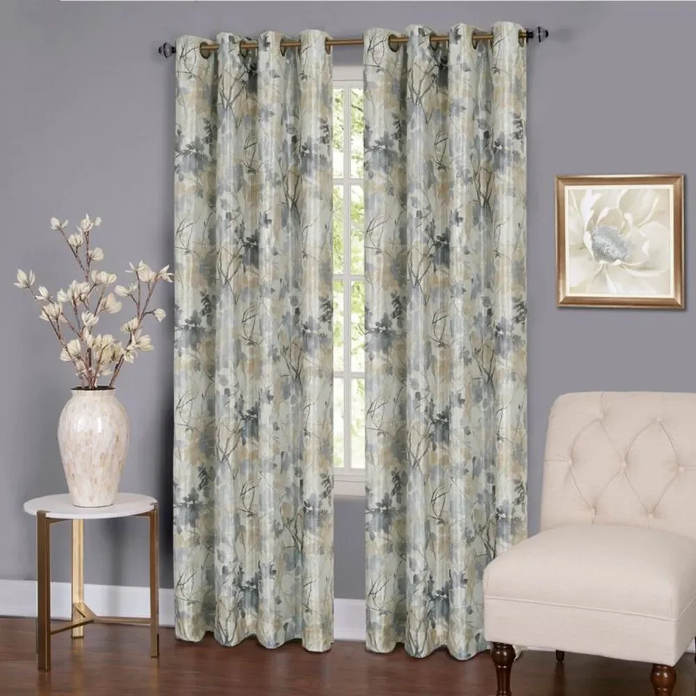 PowerSellerUSA Elegant Floral Polyester Blackout Single Window Curtain Panel,